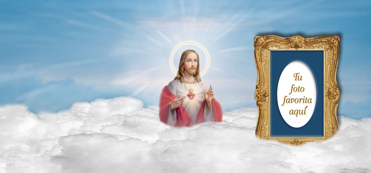 Sacred Heart Blue Clouds (Spanish)